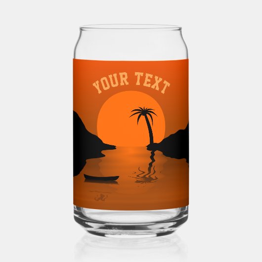 サンセットビーチトロピカルオレンジカスタム文字 ガラス缶 (裏面)
