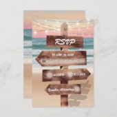 サンセットビーチトロピカルデスティネーション結婚式RSVP 出欠カード (正面/裏面)