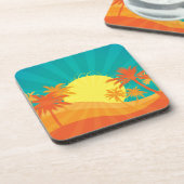 サンセットビーチトロピカルレトロサーフデザイン コースター (左側)