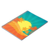 サンセットビーチトロピカルレトロサーフデザイン ノートブック (左側)