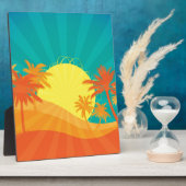 サンセットビーチトロピカルレトロサーフデザイン フォトプラーク (側面)