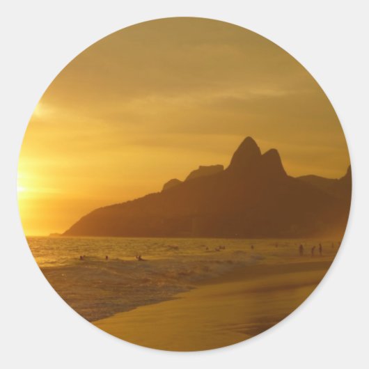 サンセットビーチトロピカル海ウォーターピースラブサンド ラウンドシール (正面)