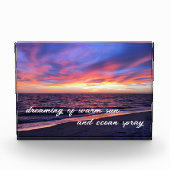 サンセットビーチハピネスやる気を起こさせる文字引用文 フォトブロック (正面)