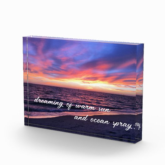 サンセットビーチハピネスやる気を起こさせる文字引用文 フォトブロック (右)