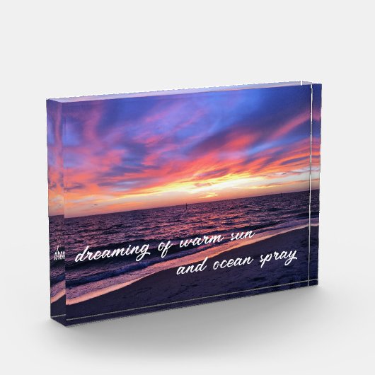 サンセットビーチハピネスやる気を起こさせる文字引用文 フォトブロック (左)