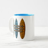 サンセットビーチハワイアンサーフボードウェーブライダー ツートーンマグカップ (正面左)