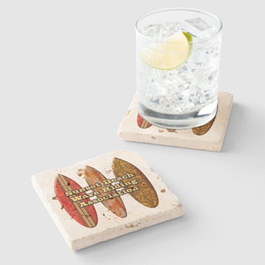 サンセットビーチハワイアンサーフボードティキバーコースター ストーンコースター (横)