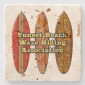 サンセットビーチハワイアンサーフボードティキバーコースター ストーンコースター (正面)