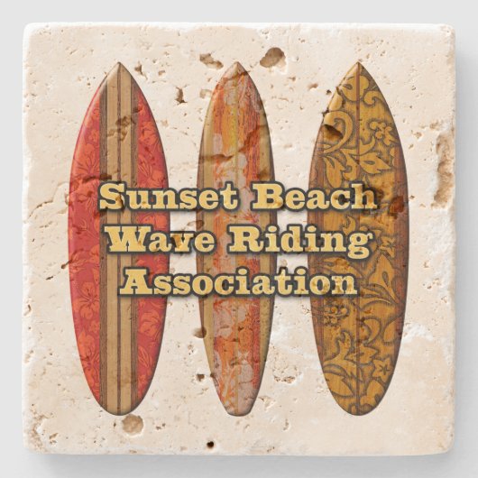 サンセットビーチハワイアンサーフボードティキバーコースター ストーンコースター (正面)
