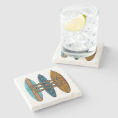 サンセットビーチハワイアンサーフボードティキバーコースター ストーンコースター (横)