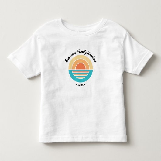 サンセットビーチバケーションレトロ懇親会クルーズトリップ トドラーTシャツ (正面)