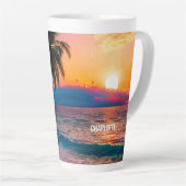 サンセットビーチパーソナライズされたアドベンチャーインアマグカップ カフェラテマグ (右アングル)
