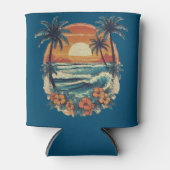 サンセットビーチパームツリーサマーおもしろいバケーション 缶クーラー (正面)