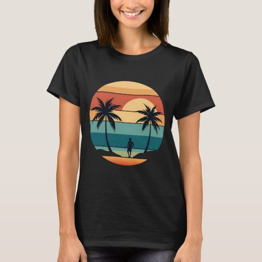 サンセットビーチパームリゾート 復古サマーエステ Tシャツ (正面)