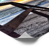 サンセットビーチビュー素朴 – ウッドデッキ ポスター (角)