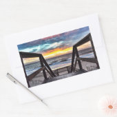サンセットビーチビュー素朴 – ウッドデッキ 長方形シール (封筒)