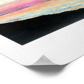 サンセットビーチピンクブルーアートプリント ポスター (角)