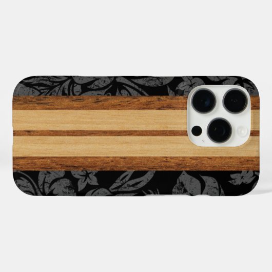 サンセットビーチフェイクウッドサーフボードハワイアンブラックCa Case-Mate iPhoneケース (裏面 (横))