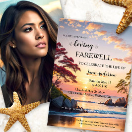 サンセットビーチフォトお祝いオブ・ライフ 招待状