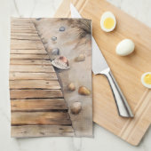 サンセットビーチボードウォークウォーター色 キッチンタオル (四つ折り)