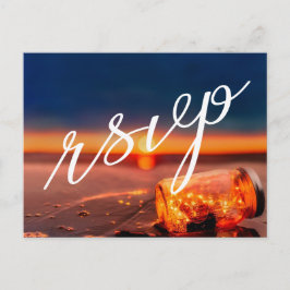 サンセットビーチメイスンジャーブルーナイトウェディングRSVP 案内ポストカード