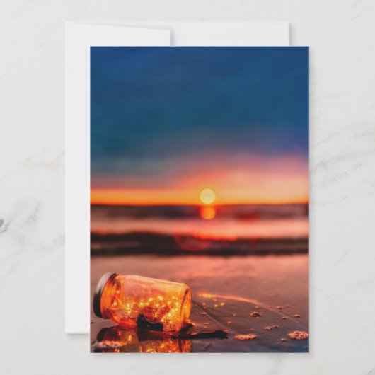 サンセットビーチメイスンジャーブルーナイトブライダルシャワー 招待状 (裏面)