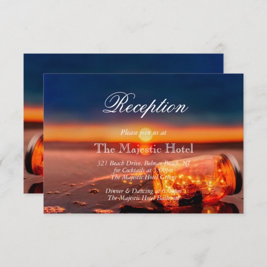 サンセットビーチメイスンジャーブルーナイト披露宴カード 招待状 (正面/裏面)