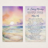 サンセットビーチモダン葬儀記念祈りの言葉カード (正面&裏面)