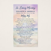 サンセットビーチモダン葬儀記念祈りの言葉カード (裏面)