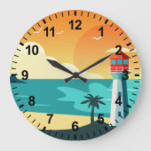 サンセットビーチライトハウスウォールクロック ラージ壁時計 (正面)