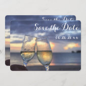サンセットビーチラウンド Save The Date ラウンド 招待状 (正面/裏面)