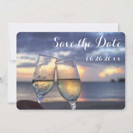 サンセットビーチラウンド Save The Date ラウンド 招待状 (正面)