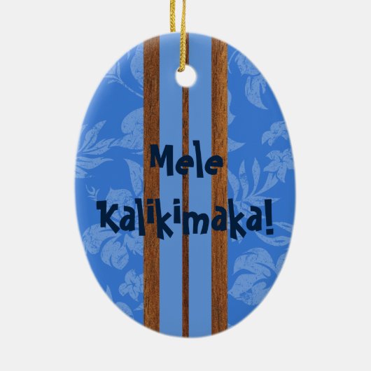 サンセットビーチヴィンテージサーフボードオーナメント セラミックオーナメント (裏面)