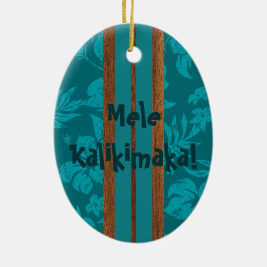 サンセットビーチヴィンテージサーフボードオーナメント セラミックオーナメント (裏面)