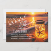 サンセットビーチ白熱［赤熱］光を放つメイスンジャーブライダルシャワー 招待状 (正面)