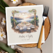 サンセットビーチ素朴フェアリーライトウェディングレセプション スタンダードランチョンナプキン