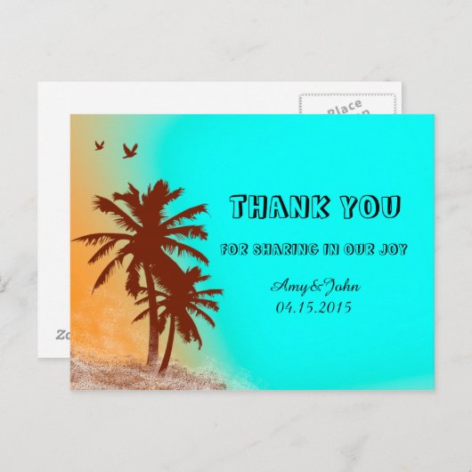 サンセットビーチ結婚式サンキューノートビーチ2 ポストカード (正面/裏面)