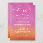 サンセットビーチ結婚式スクリプトラブウォーターカラー 招待状 (正面/裏面)