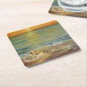 サンセットビーチ結婚式ナプキン スクエアペーパーコースター (アングル)