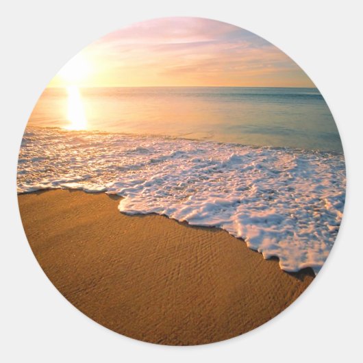 サンセットビーチ結婚式パーティーフェイスステッカー ラウンドシール (正面)