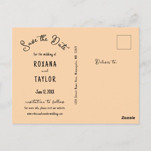 サンセットビーチ結婚式写真の保存日付 ポストカード (裏面)