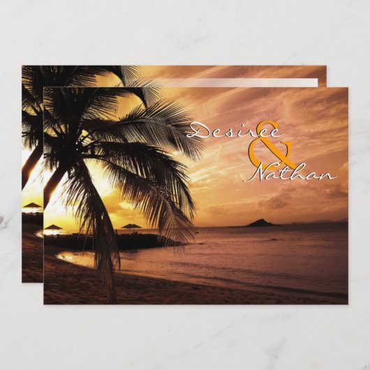 サンセットビーチ結婚式招待状 招待状 (正面/裏面)