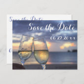 サンセットビーチ結婚式日付の保存 案内ポストカード (正面/裏面)