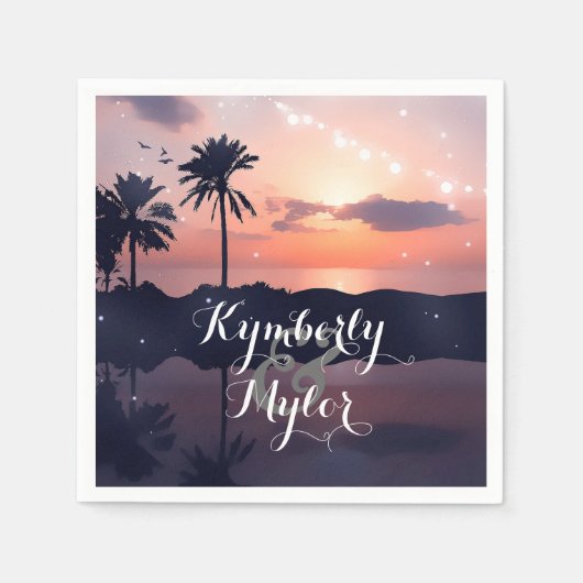 サンセットビーチ結婚式 スタンダードカクテルナプキン (正面)