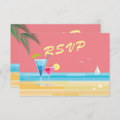 サンセットビーチ結婚式RSVP 出欠カード (正面/裏面)