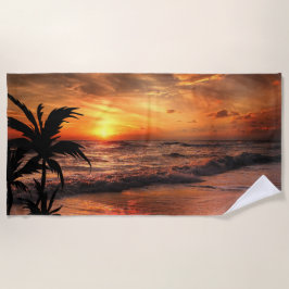 サンセットビーチ自然美しい ビーチタオル