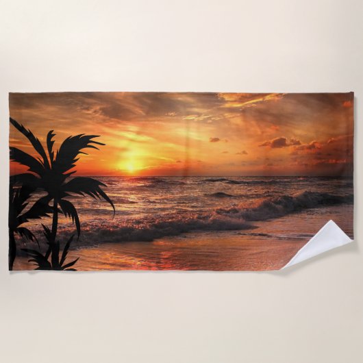 サンセットビーチ自然美しい ビーチタオル (正面)