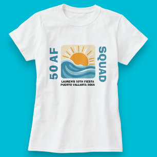 サンセットビーチ50 AFクルーかわいい誕生日 Tシャツ