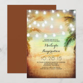 サンセットビーチ&ストリングライトブライダルシャワー 招待状 (正面/裏面)