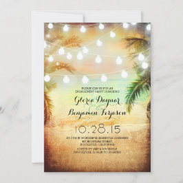 サンセットビーチ&ストリングライト婚約パーティ 招待状